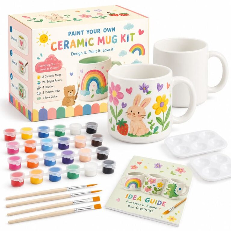 Rainbow Bunny Mug Painting Kit for Wholesale OEM/ODM Ceramic Craft Programs