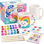 Rainbow ceramic mug painting kit front view
