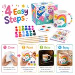 Rainbow ceramic mug painting kit size reference