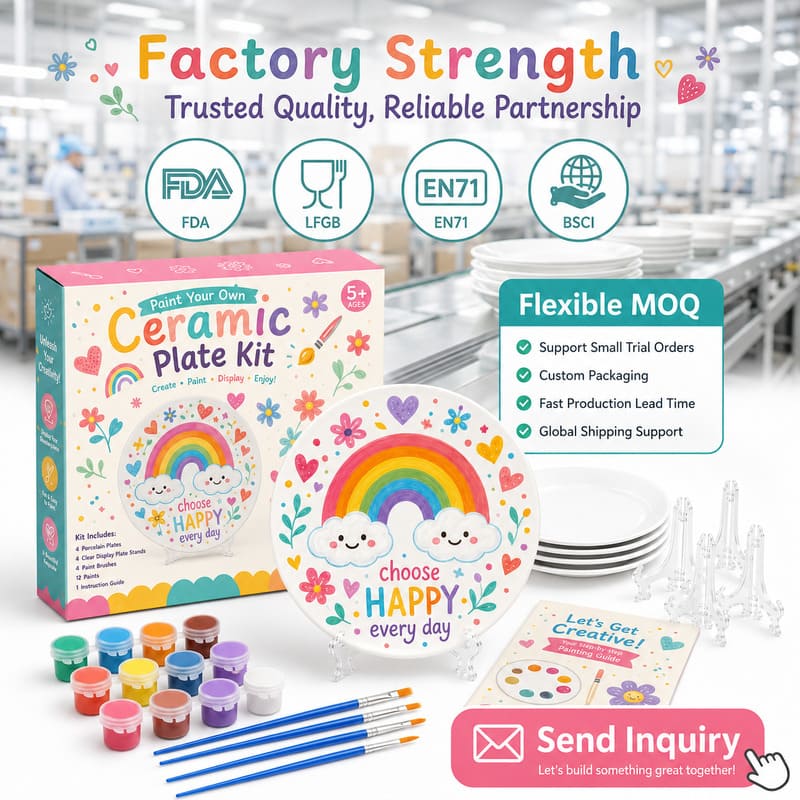 Rainbow ceramic plate painting kit design detail