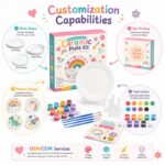 Rainbow ceramic plate painting kit embroidered detail