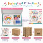 Rainbow ceramic plate painting kit stitching detail