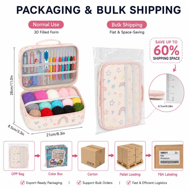 Rainbow crochet starter kit with storage case design detail