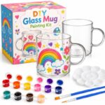 Rainbow glass mug painting kit front view
