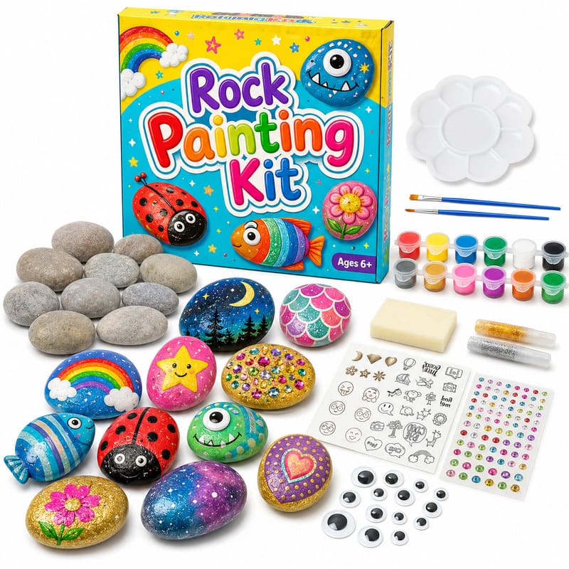 Rainbow rock painting kit for kids – wholesale oem/odm kids craft set front view