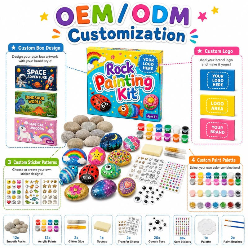 Rainbow rock painting kit for kids – wholesale oem/odm kids craft set size reference