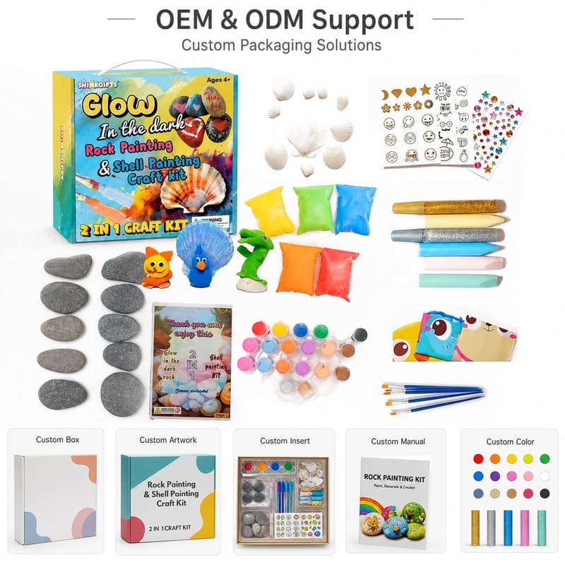 Rock painting craft kit for kids – wholesale oem/odm kids craft set front side back view