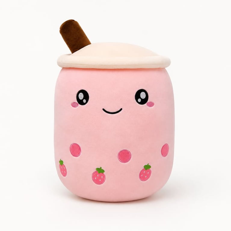Strawberry Boba Tea Plush Pillow for Wholesale OEM/ODM and Promotional Projects