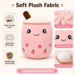 Strawberry boba tea plush pillow size reference