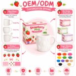 Strawberry ceramic mug painting kit embroidered detail