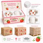 Strawberry ceramic mug painting kit stitching detail