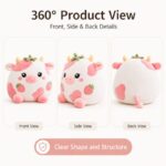 Strawberry cow plush toy front side back view