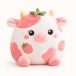 Strawberry cow plush toy front view