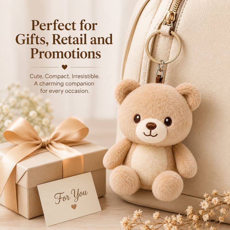Teddy bear plush keychain stitching detail