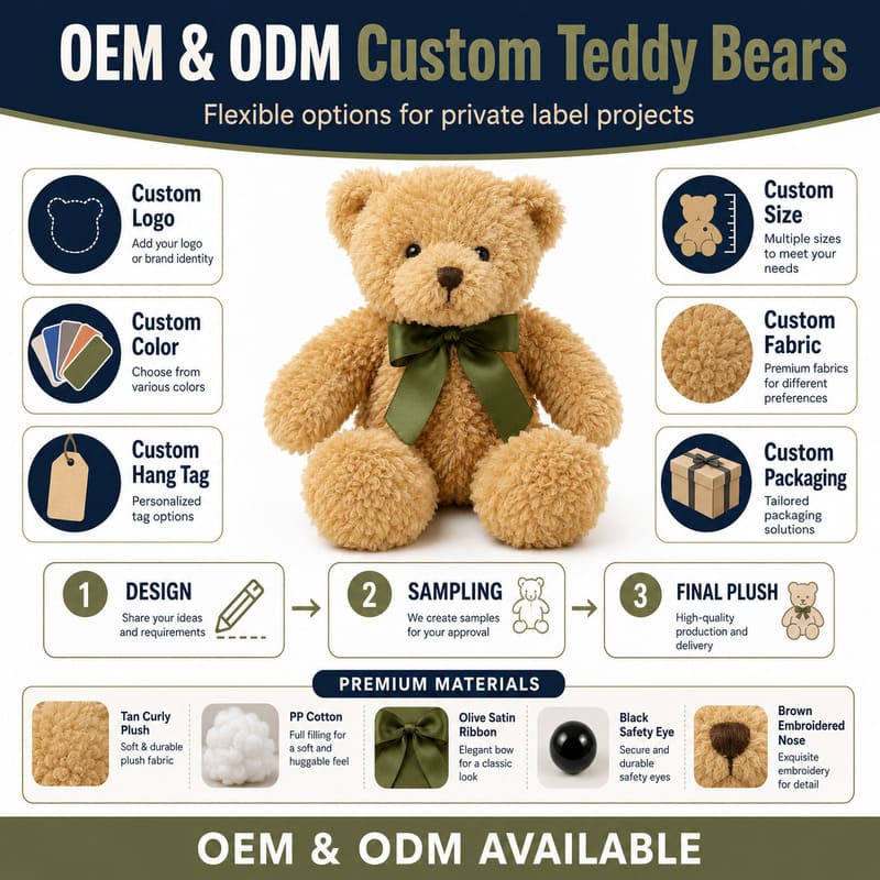 Teddy bear plush toy with scarf design detail
