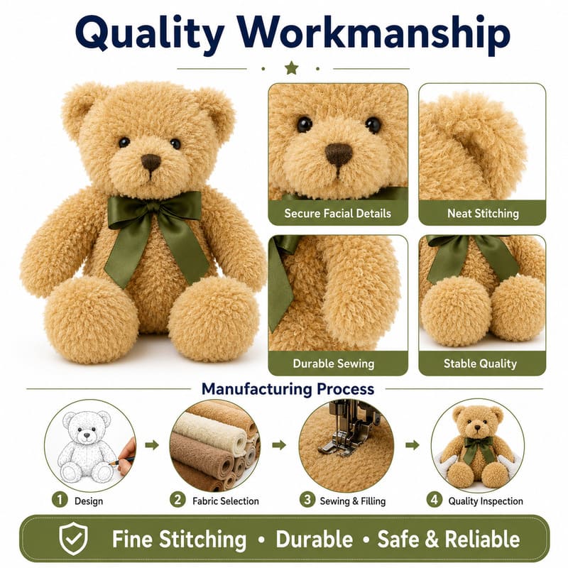 Teddy bear plush toy with scarf embroidered detail