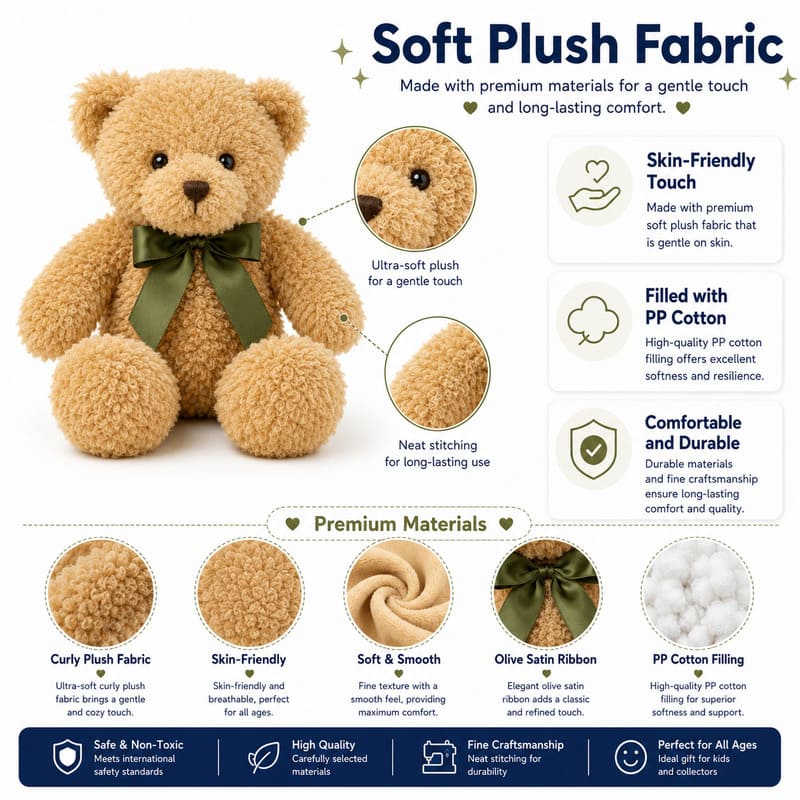 Teddy bear plush toy with scarf size reference