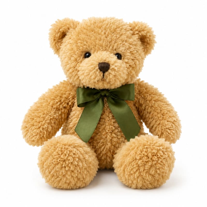 Teddy bear plush toy with scarf front view
