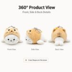 Tiger costume seal plush keychain front side back view
