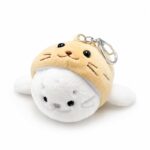 Tiger costume seal plush keychain front view