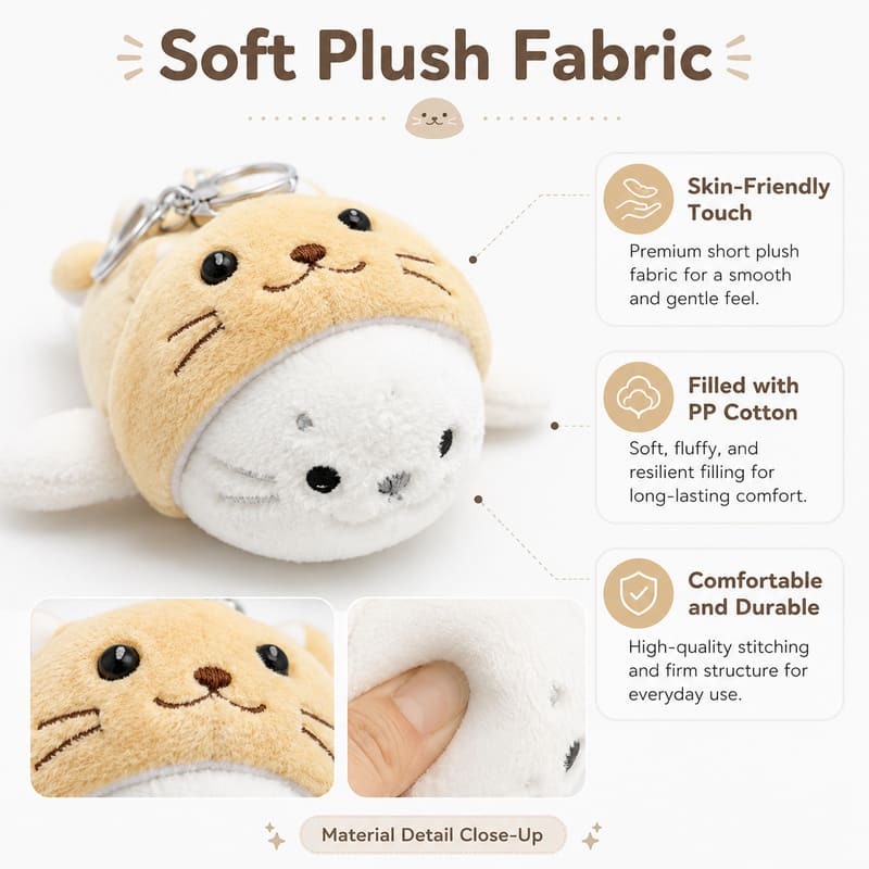 Tiger costume seal plush keychain size reference