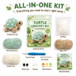 Turtle amigurumi crochet kit for beginners front side back view