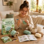 Turtle amigurumi crochet kit for beginners stitching detail