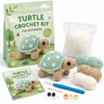 Turtle amigurumi crochet kit for beginners front view