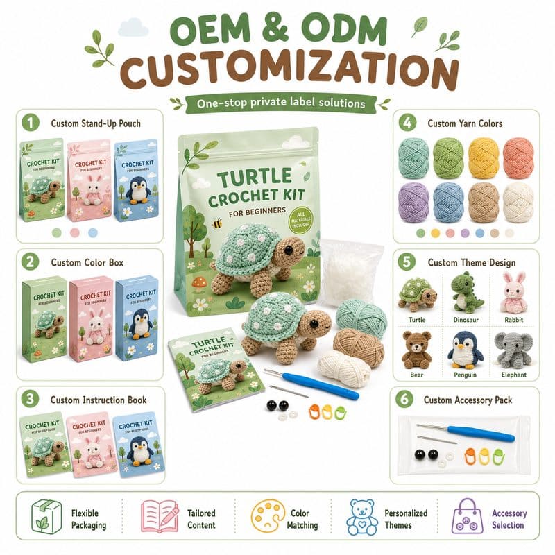 Turtle amigurumi crochet kit for beginners embroidered detail