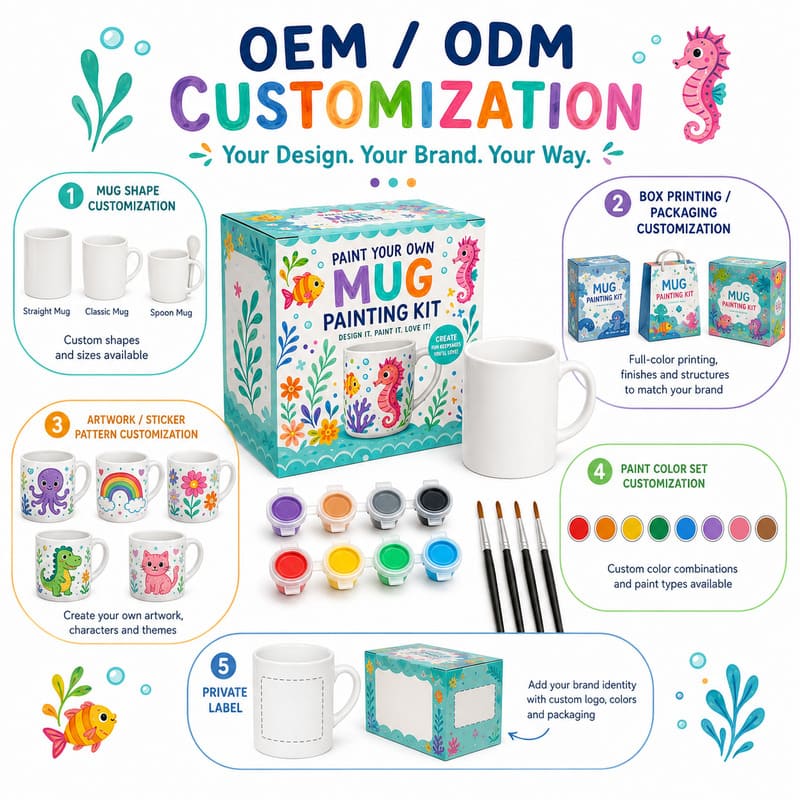 Under-the-sea mug painting kit embroidered detail