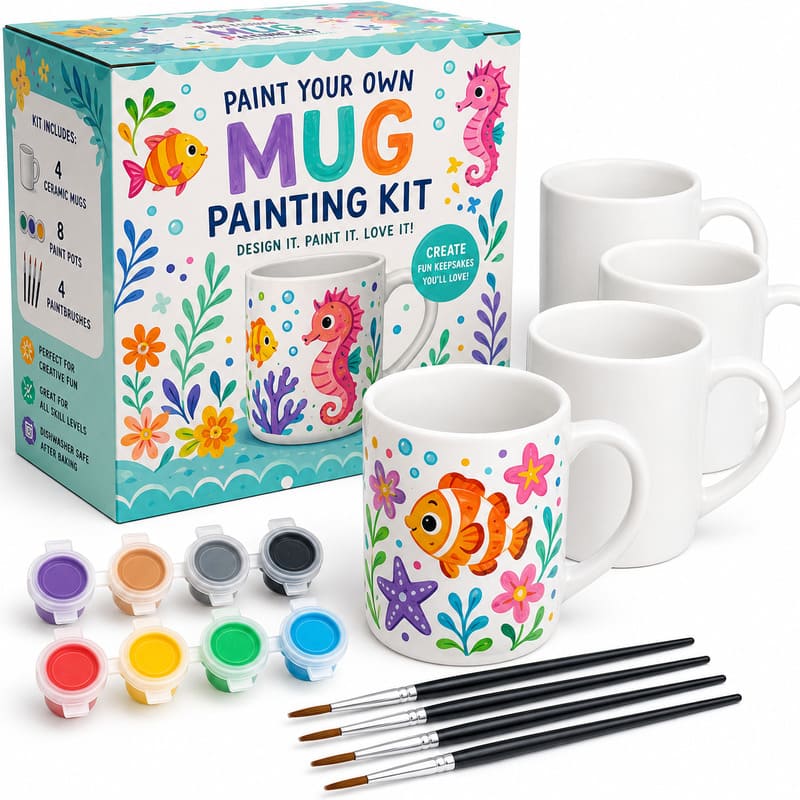 Under-the-sea mug painting kit front view