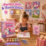 Unicorn four-canvas painting kit for kids stitching detail