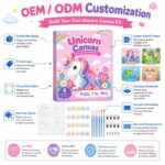 Unicorn four-canvas painting kit for kids embroidered detail