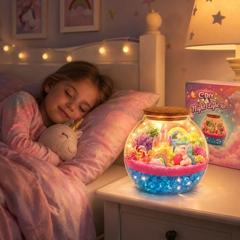 Unicorn light up terrarium kit for kids – wholesale oem/odm craft gift set front side back view