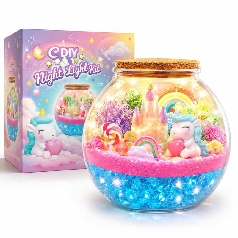 Unicorn light up terrarium kit for kids – wholesale oem/odm craft gift set front view