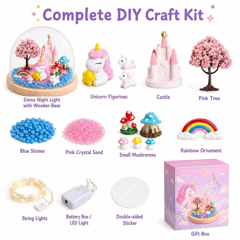 Unicorn miniature garden night light kit for kids – wholesale oem/odm craft gift set size reference