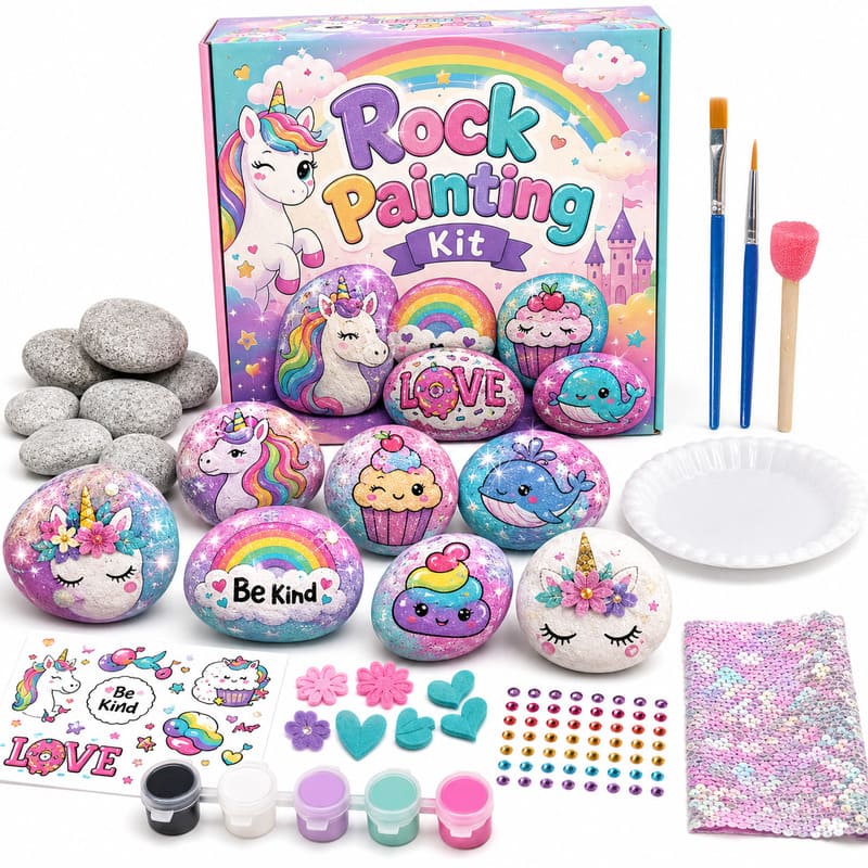 Unicorn rock painting kit for kids – wholesale oem/odm kids craft set front view