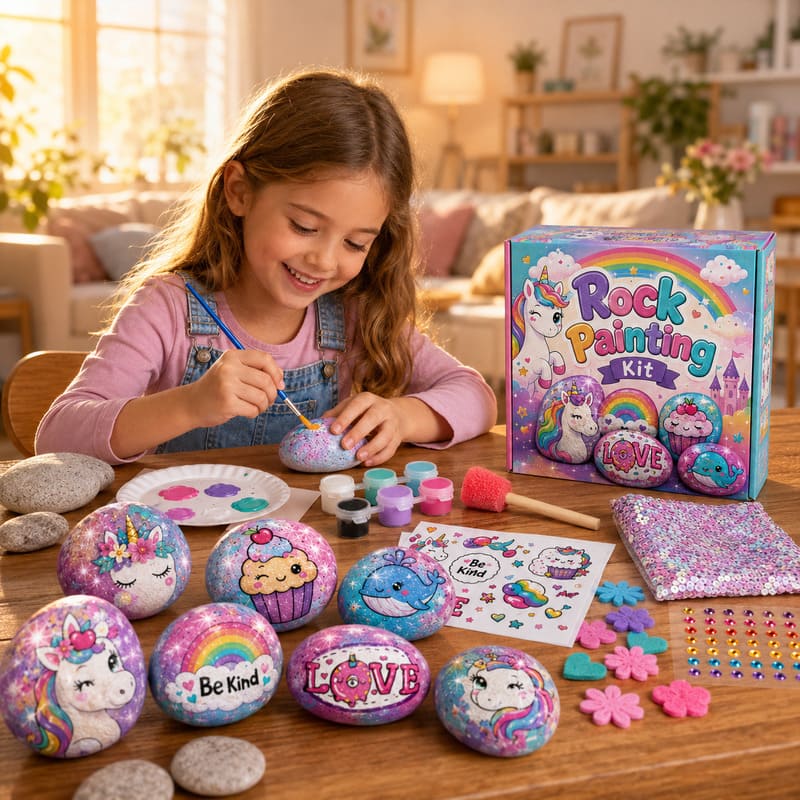 Unicorn rock painting kit for kids – wholesale oem/odm kids craft set stitching detail