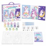 Unicorn three-canvas painting kit for kids front view