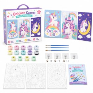 Unicorn Three-Canvas Painting Kit for Kids complete set for wholesale and OEM art-kit projects