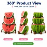 Watermelon plush toy stack front side back view