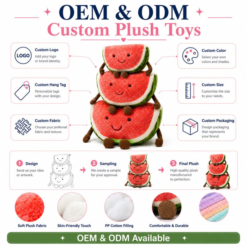 Watermelon plush toy stack design detail