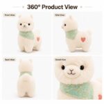 White alpaca plush toy front side back view