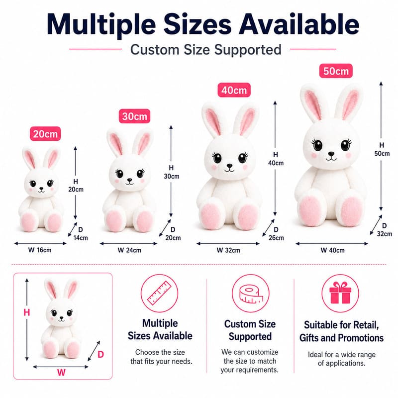 White bunny plush toy size reference