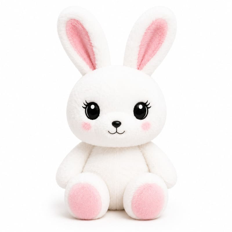 White bunny plush toy front view