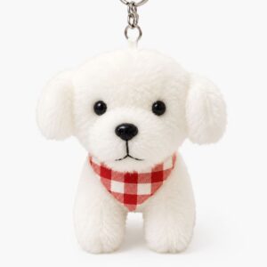 White Dog Plush Keychain for B2B wholesale and OEM plush accessory projects