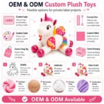 White floral winged unicorn plush toy for custom retail and oem plush collections embroidered detail