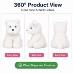 White terrier plush toy front side back view