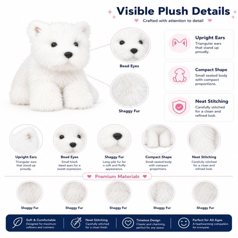 White terrier plush toy size reference