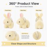Yellow bunny plush keychain front side back view